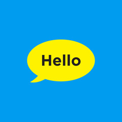 Hello Banner, speech bubble, poster and sticker concept with text Hello. Vector Illustration