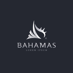 Fototapeta na wymiar Bahamas seashell silver premium logo template