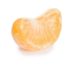 slice of tangerine isolated on white. Entire image in sharpness. Close-up, macro.