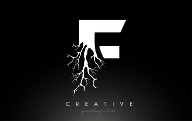 Letter F Design Logo with Creative Tree Branch. F Letter Tree Icon Logo