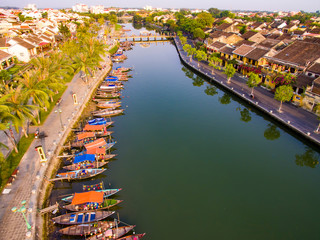 Fototapeta na wymiar Aerial view of Hoi An ancient town which is a very famous destination for tourists.