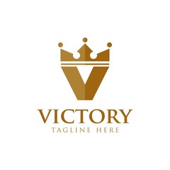 Victory V letter Luxury Logo Template