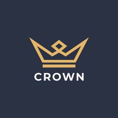 Vintage Crown Logo Royal King Queen abstract Logo design vector template. Geometric symbol Logotype concept icon.