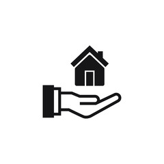Fototapeta na wymiar House in hand icon design, property for Sale. vector illustration