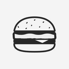 Simple burger icon isolated on white background. Flat burger vector icon.