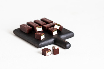 Souffle, jelly, souffle in chocolate, candy, chocolate candy with souffle, dessert, dessert in chocolate, fruit jelly, light background, sweets, Goodies, Goodies, loose, piece dessert, food, sweet foo