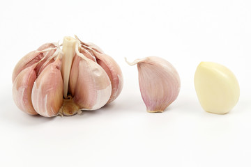 head of garlic on a white background