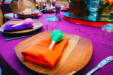 Elegantly decorated wedding table set