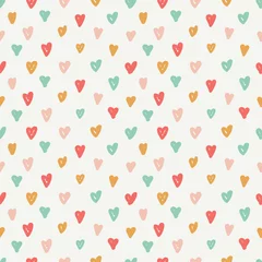 Fototapeten Nettes skandinavisches kindisches nahtloses Muster mit trendigen handgezeichneten Herzen © C Design Studio