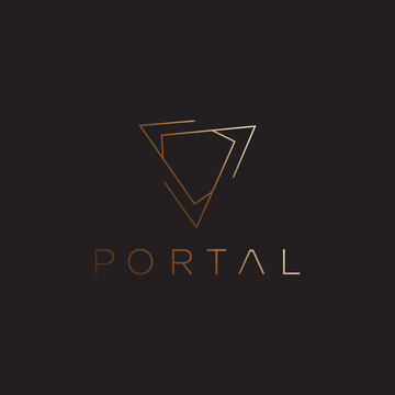 Triangular Spiral Line Futuristic Vintage Clean Minimal Logo Template