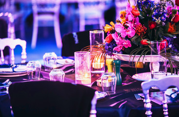 Flower design at gala or wedding celebration