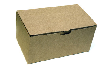 closed cardboard box isolated on white background