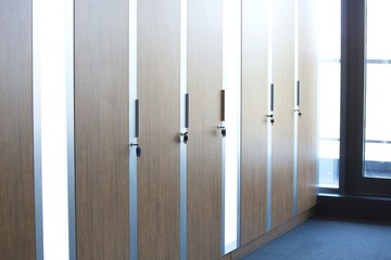 Closed cupboards of modern office