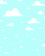 Clouds on blue sky background hand drawn crayon illustration vector 