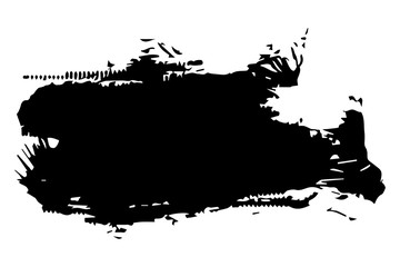 Brush stroke, black spot isolated on white background, vector illustration