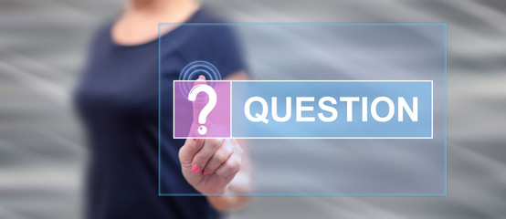 Woman touching a question concept