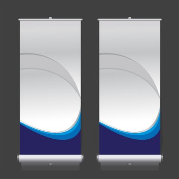 Roll up banner design template, vertical, abstract background, pull up design, modern x-banner, rectangle size. 