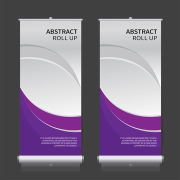 Roll up banner design template, vertical, abstract background, pull up design, modern x-banner, rectangle size. 