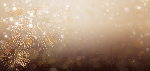 Happy New Year background with golden fireworks