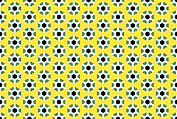 Watercolor seamless geometric pattern design illustration. Background texture. In green, yellow, black, white colors.