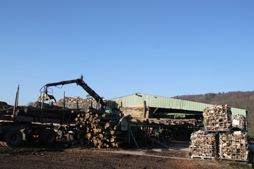 Fototapeta premium Wood warming energy industry business