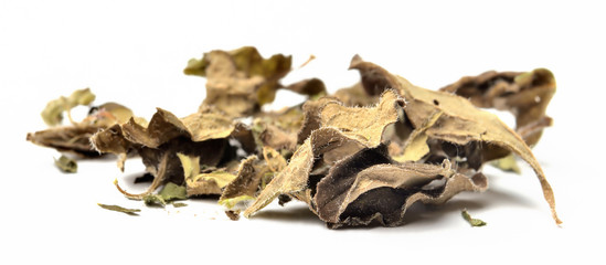 Dried oregano leaves seasoning isolated on white background