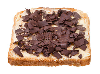 sweet toast with butter and chocolate flakes