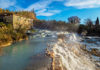 Saturnia (Tuscany, Italy) - The thermal sulphurous water of Saturnia, province of Grosseto, Tuscany region, during the winter