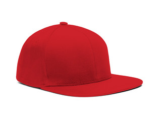 Showcase your design with this Side View Snapback Cap Mock Up In Flame Scarlet Color for your...