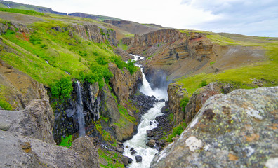 Litlanesfoss Waterfall and chutes and rapids in amazing and breathtaking natural landscape scenery...