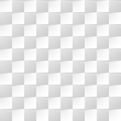 White modern background of abstract 3d cubes with shadow. Seamless pattern texture of square geometric gray wall.