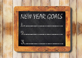 new year goals chalk on the blackboard