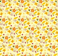 Pattern tropical botanical motifs scattered random