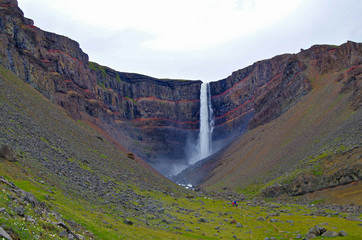 Impressive and breathtaking view onto Iceland´s fourth tallest or highest waterfall cascade...