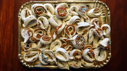 homemade tericche, traditional Sardinian sweets - obrazy, fototapety, plakaty