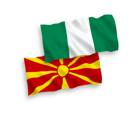 Flags of North Macedonia and Nigeria on a white background