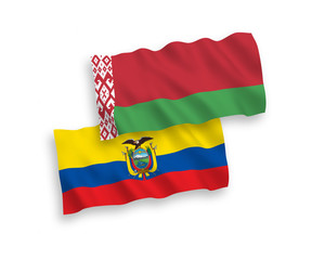 Flags of Belarus and Ecuador on a white background