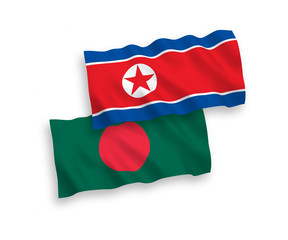 Flags of North Korea and Bangladesh on a white background