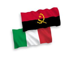 Flags of Italy and Angola on a white background