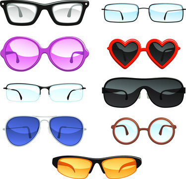 eye glasses vector set