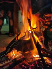 fire in fireplace