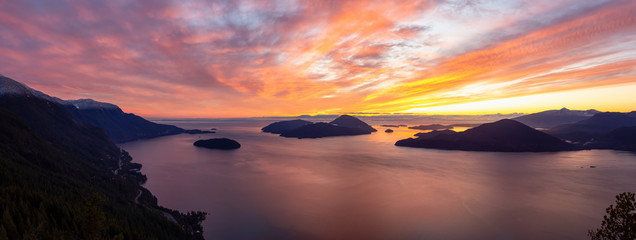 Tunnel Bluffs Hike, in Howe Sound, North of Vancouver, British Columbia, Canada. Panoramic Canadian...