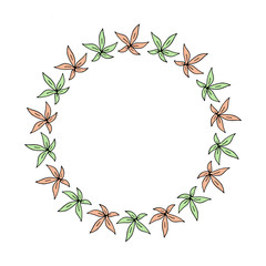 Wreath with bright floral elements. Vector on white background for your design.