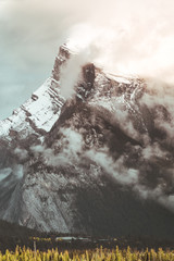 Mountains in the clouds in Banff National Park Canada