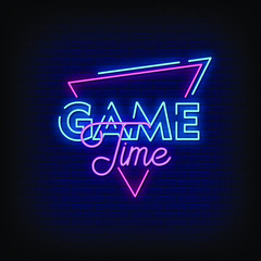 Game Time Neon Signs Style Text Vector © bohlam