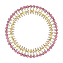 Obraz premium Round frame with two ice cream. Isolated wreath on white background for your design.