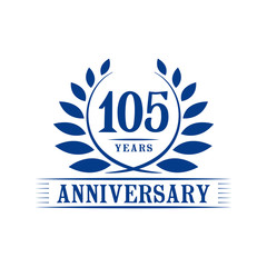 105 years logo design template. One hundred fifth anniversary vector and illustration.