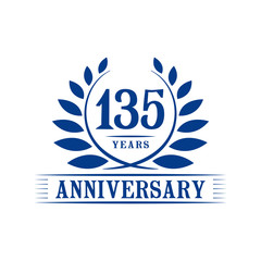 135 years logo design template. One hundred thirty fifth anniversary vector and illustration.