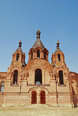 The ruins of the Church of St Nicholas in Golubinskaya near Volgograd, Russia