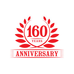 160 years logo design template. One hundred sixtieth anniversary vector and illustration.
